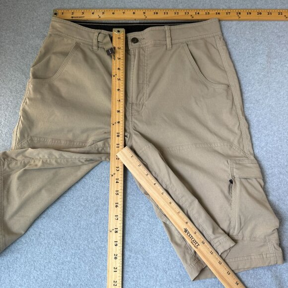 Prana Mens Size Small Tan Cargo Zion Shorts Nylon Blend Khaki‎ Adjustable Waist - Picture 2 of 14